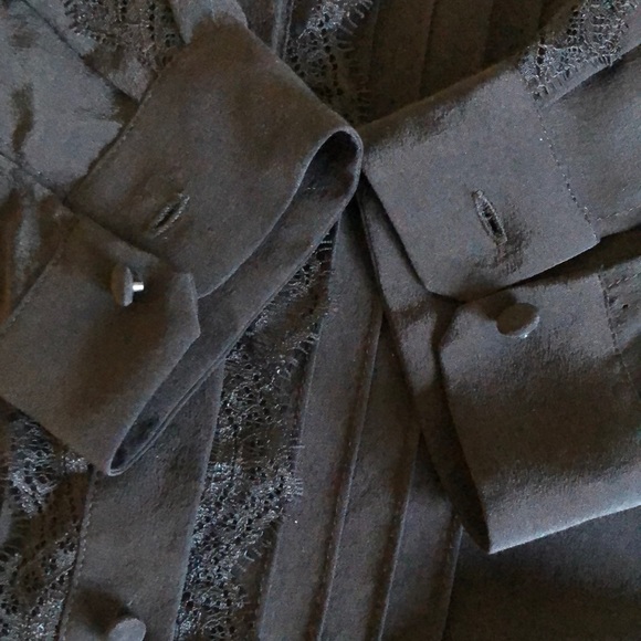 Sezane Silk Lace Black Long Sleeve Blouse Size 40 - Picture 8 of 13